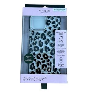 Kate Spade iphone 14 Plus Case Hardshell Magsafe 6.7 In Leopard NEW